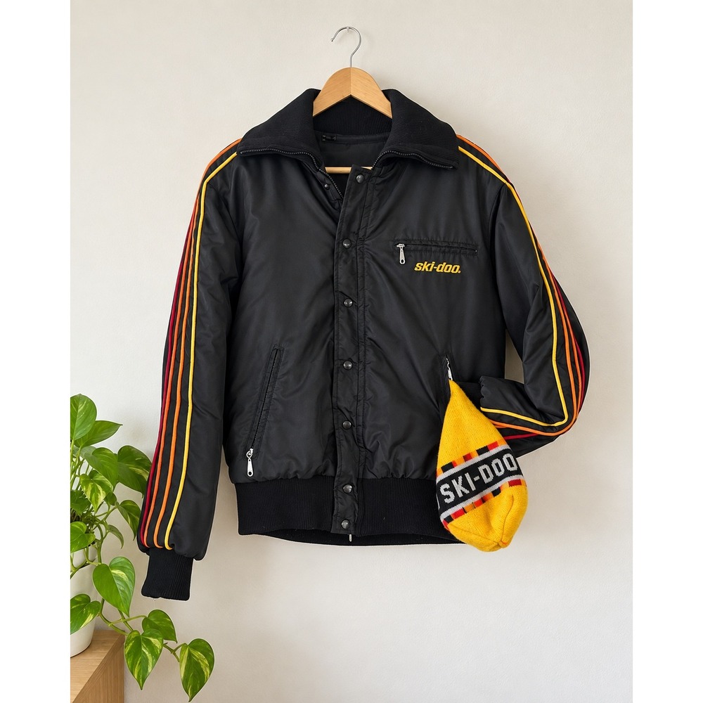 Vintage Ski-Doo Bombardier Racing Bomber Jacket Toque Set Made in Canada Sz 34